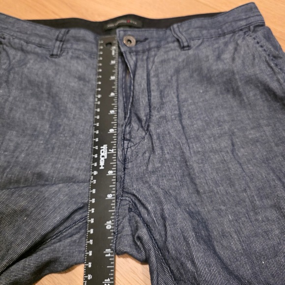 John Varvatos USA Luxe Bowery Slim Straight Striped Linen Cotton Pants 32R Blue - Picture 7 of 11